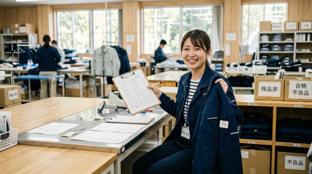 日本製作業着の品質が高い理由③：国内一貫管理の検品体制