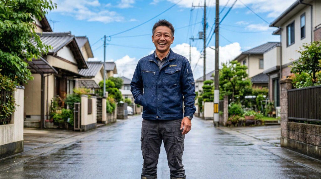 雨天・水回り現場での撥水作業着の活用シーン